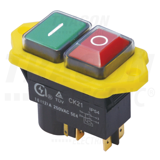 Imagine BUTON DUBLU 12A 230VAC IP54 4CONT ( I-O) INTR  DE SIG CU RELEU GALBEN SSTM-04