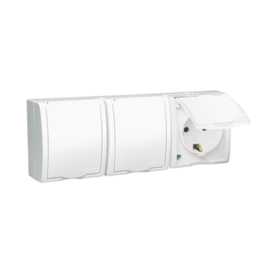 Imagine PRIZA PT TRIPLA 2P+E 16A IP54 ALB 250V AQUARIUS,AQGSZ1-3/11 CAPAC ALB