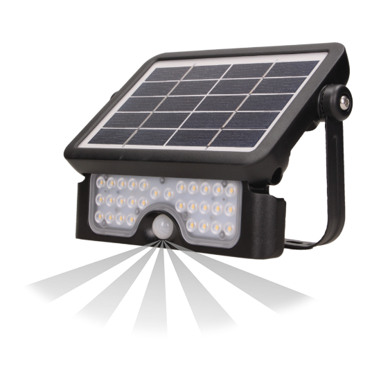 Imagine PROIECTOR SOLAR CU SENZOR, 4000K/ 500LM,  5W 3000MAH, IP65, NEGRU, LED SMD,AD-SL-6108BLR4