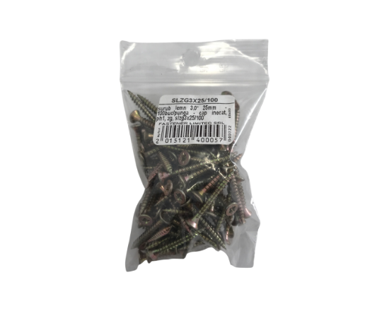 Imagine SURUB LEMN 3.0* 25MM  - 100BUC/PUNGA - CAP INECAT, PH1, ZG, SLZG3X25/100