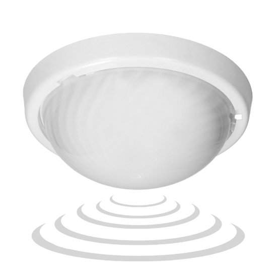 Imagine PLAFONIERA, SENZOR MISCARE µU, 1*E27 MAX 75W, IP44, PLASTIC/POLICARBONAT, ALB/LAPTOS,