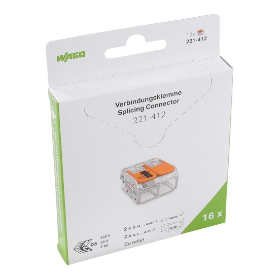 Imagine Conector / Clema 1P, 2G - 16BUC/CT - 32A, 0.14 - 4 MMP, COMPRESIE, WAGO