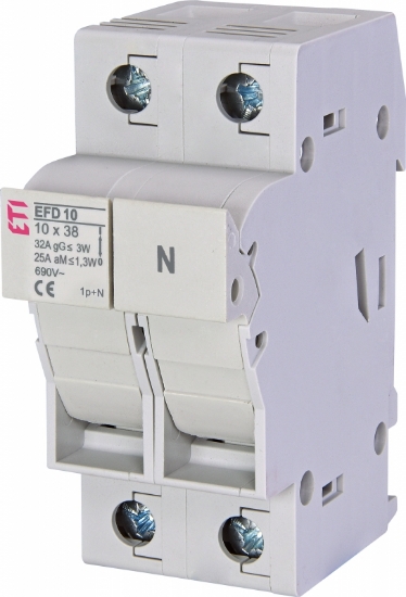 Imagine SEPARATOR 1P+N, FUZIBIL FI10*38MM, 690VAC, MAX 32A, AC 22B, EFD 10 1P+N
