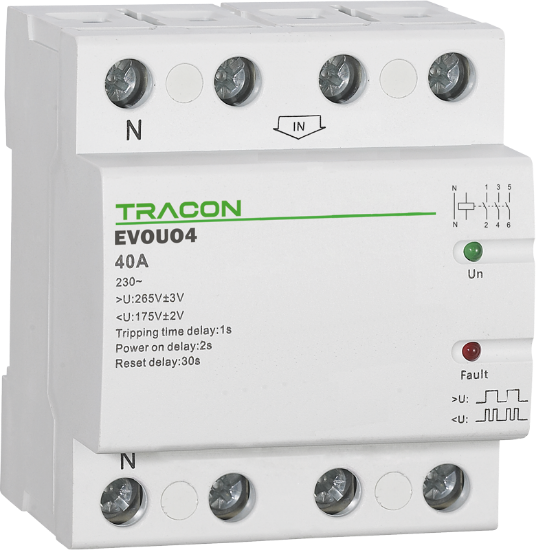 Imagine RELEU MONITORIZARE TENS. TRIF. 4P 40A 230V, <175V/265V, DE RECUPLARE LA CRESTEREA/ SCADEREA TENSI