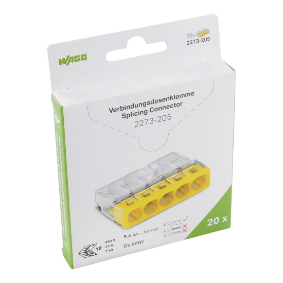Imagine CONECTOR DE IMBINARE 1P, 5G(1*5G) - 20BUC/CT - 24A, 0.50 - 2.5 MMP, CONDUCTOR RIGID, WAGO