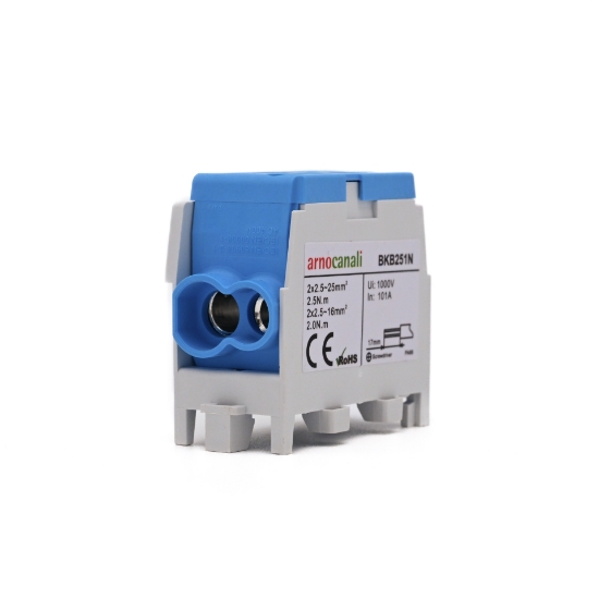 Imagine BLOC DISTRIBUTIE 1P, (2*25+2*16)MMP/4GAURI, CU-AL, 100A, ALBASTRU,