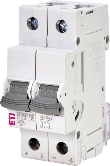 Imagine DISJUNCTOR MCB 2P, C 50A, VDC, 2MD, 10KA, ETIMAT P10-DC