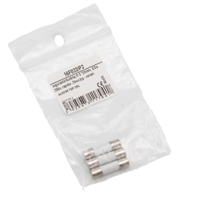 Imagine SIGURANTA FUZIBILA, FI 5 *20MM, 8.0A 250V, RAPIDA - 3BUC/PG - CERAMICA