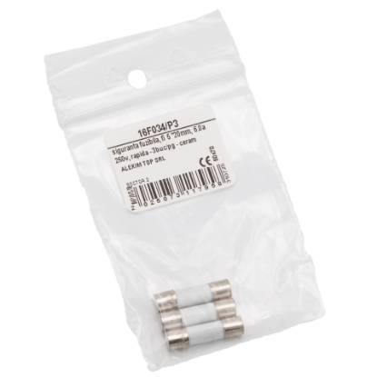 Imagine SIGURANTA FUZIBILA, FI 5 *20MM, 6.0A 250V, RAPIDA - 3BUC/PG - CERAMICA